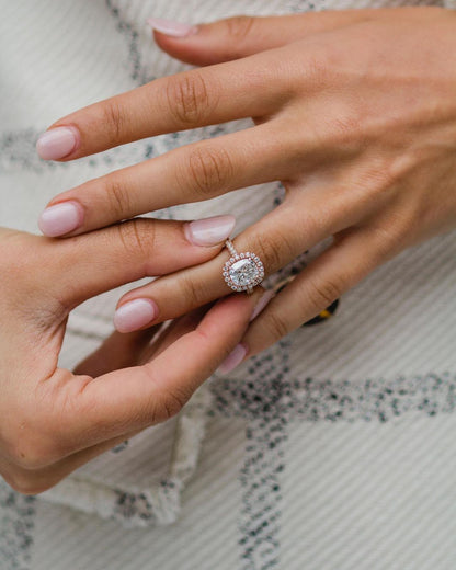 2.30 CT Cushion Halo Moissanite Engagement Ring - farrellouise