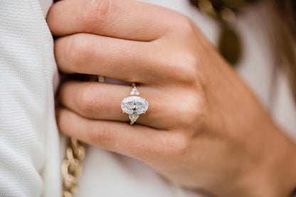 4.0 CT Oval Cluster Moissanite Engagement Ring - farrellouise