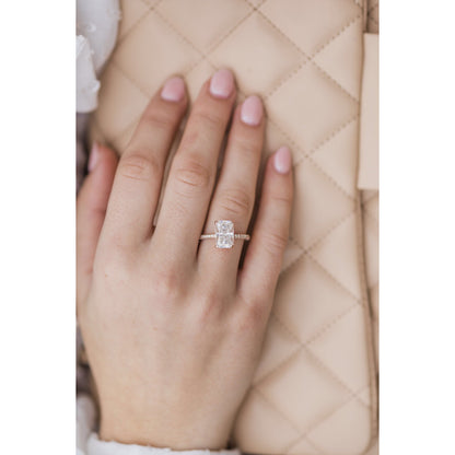 3.55 CT Radiant Solitaire Hidden Halo & Pave Moissanite Engagement Ring - farrellouise