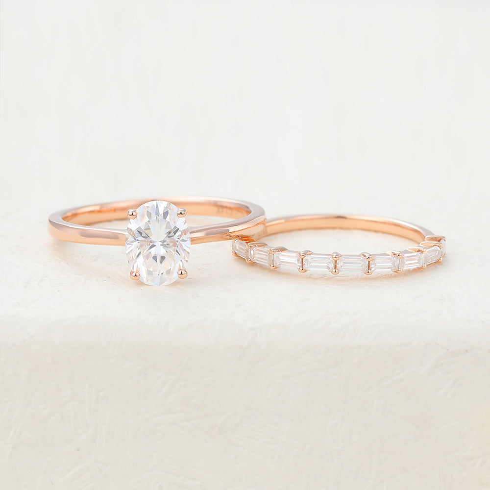 2.0 CT Oval Moissanite Solitaire Bridal Ring Set - farrellouise