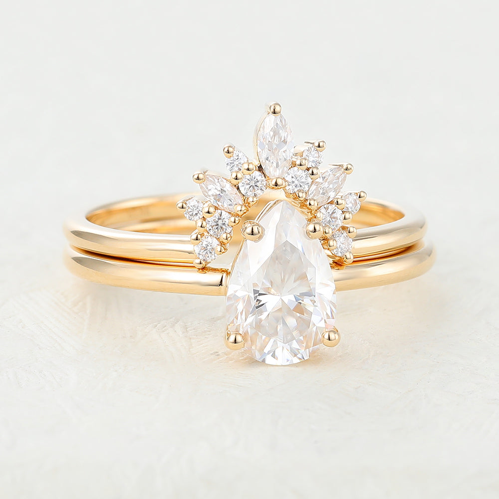 1.33 CT Pear Moissanite Solitaire Bridal Ring Set - farrellouise