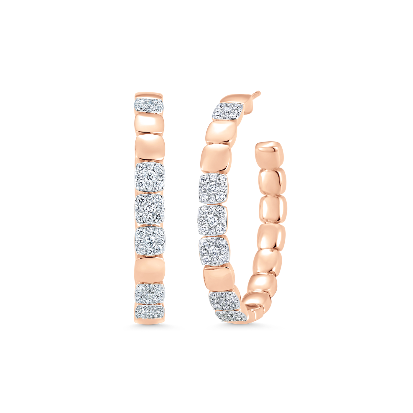 1.21 TCW Round Moissanite Diamond Beaded Hoop Earrings - farrellouise