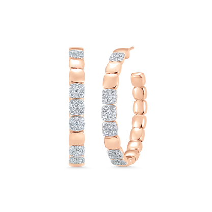 1.21 TCW Round Moissanite Diamond Beaded Hoop Earrings - farrellouise