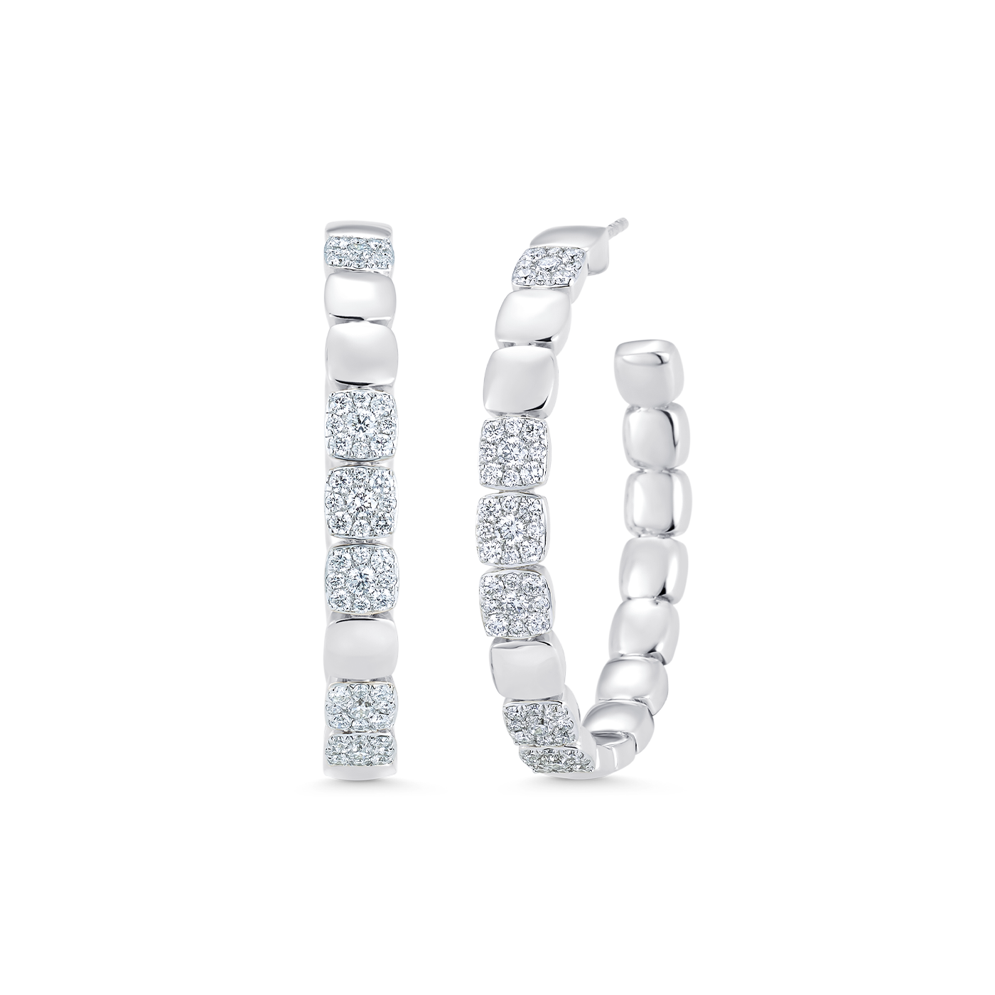 1.21 TCW Round Moissanite Diamond Beaded Hoop Earrings - farrellouise