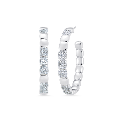 1.21 TCW Round Moissanite Diamond Beaded Hoop Earrings - farrellouise