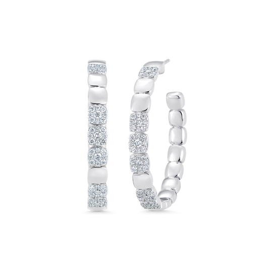 1.21 TCW Round Moissanite Diamond Beaded Hoop Earrings - farrellouise