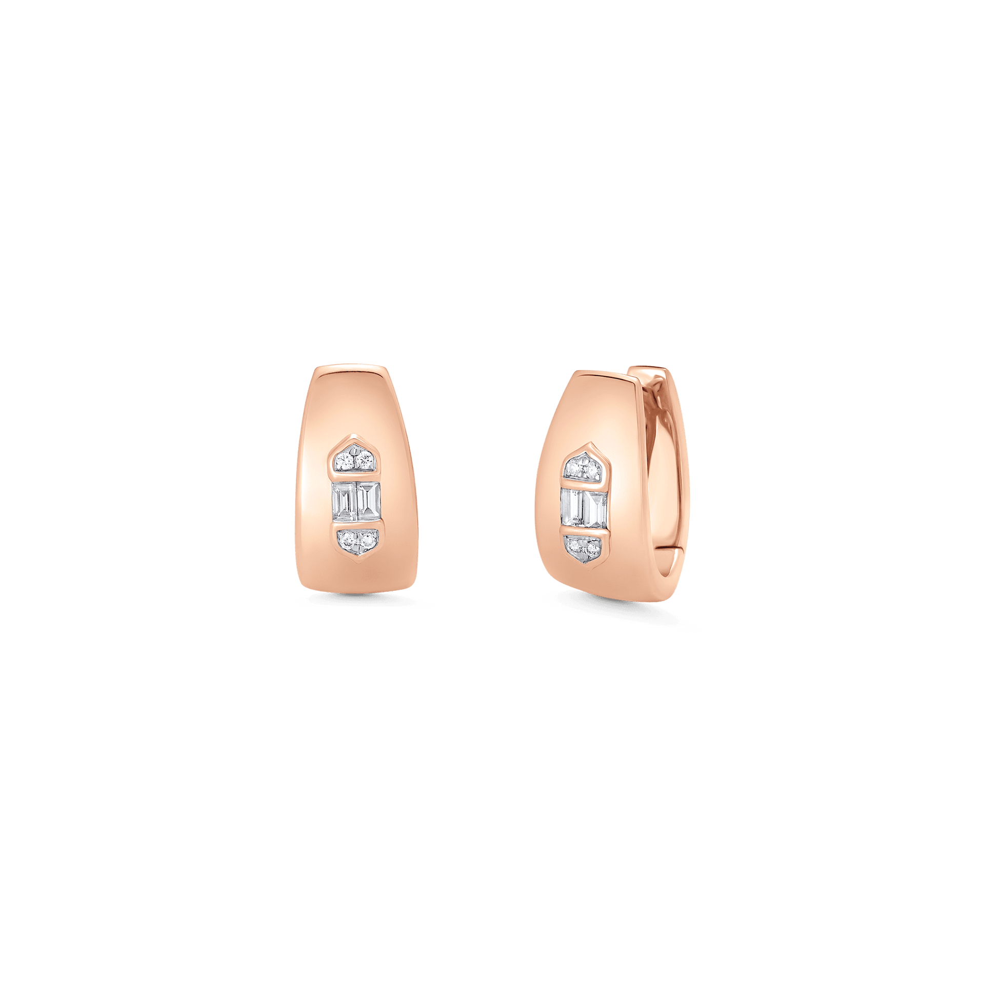 0.17 TCW Round & Baguette Moissanite Diamond Huggie Earrings - farrellouise
