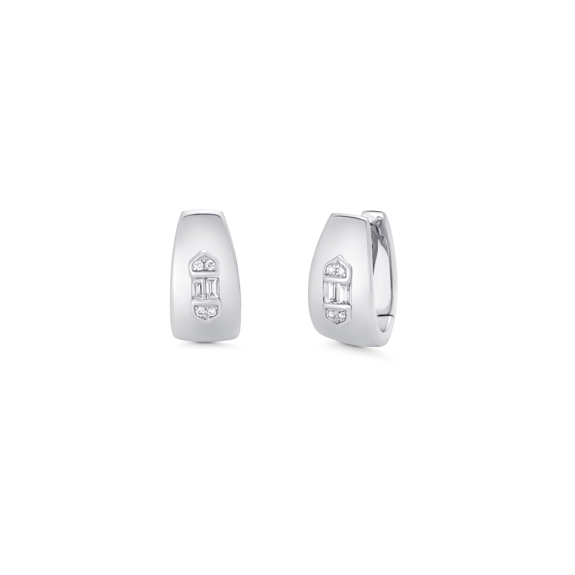 0.17 TCW Round & Baguette Moissanite Diamond Huggie Earrings - farrellouise