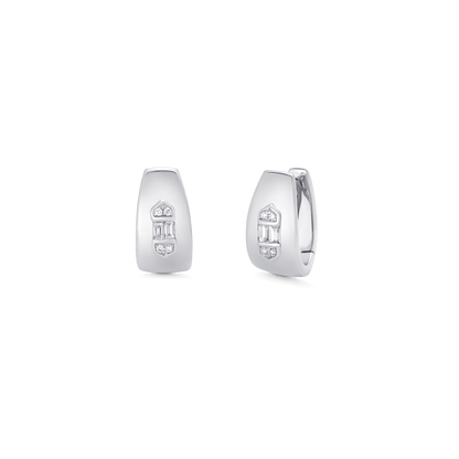 0.17 TCW Round & Baguette Moissanite Diamond Huggie Earrings - farrellouise