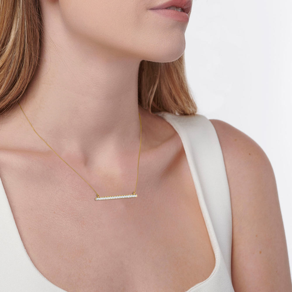 0.20 TCW Round Moissanite Diamond Bar Style Necklace - farrellouise
