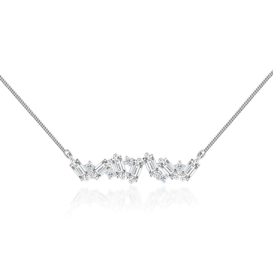 1.0 TCW Emerald & Round Moissanite Diamond Cluster Style Necklace - farrellouise