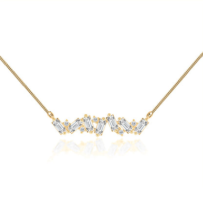 1.0 TCW Emerald & Round Moissanite Diamond Cluster Style Necklace - farrellouise