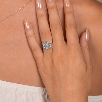 0.50 CT Round Moissanite Floral Halo Engagement Ring - farrellouise