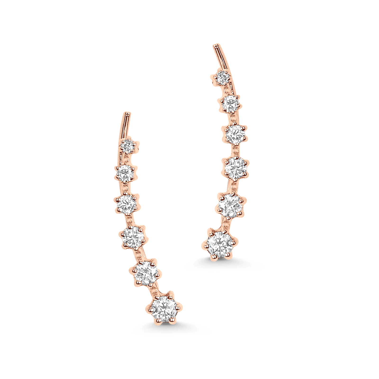 0.28 TCW Round Moissanite Diamond Ear Crawler Earrings - farrellouise