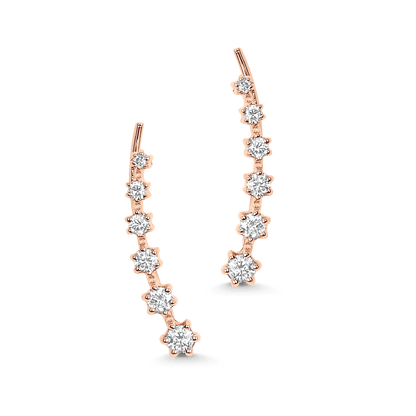 0.28 TCW Round Moissanite Diamond Ear Crawler Earrings - farrellouise