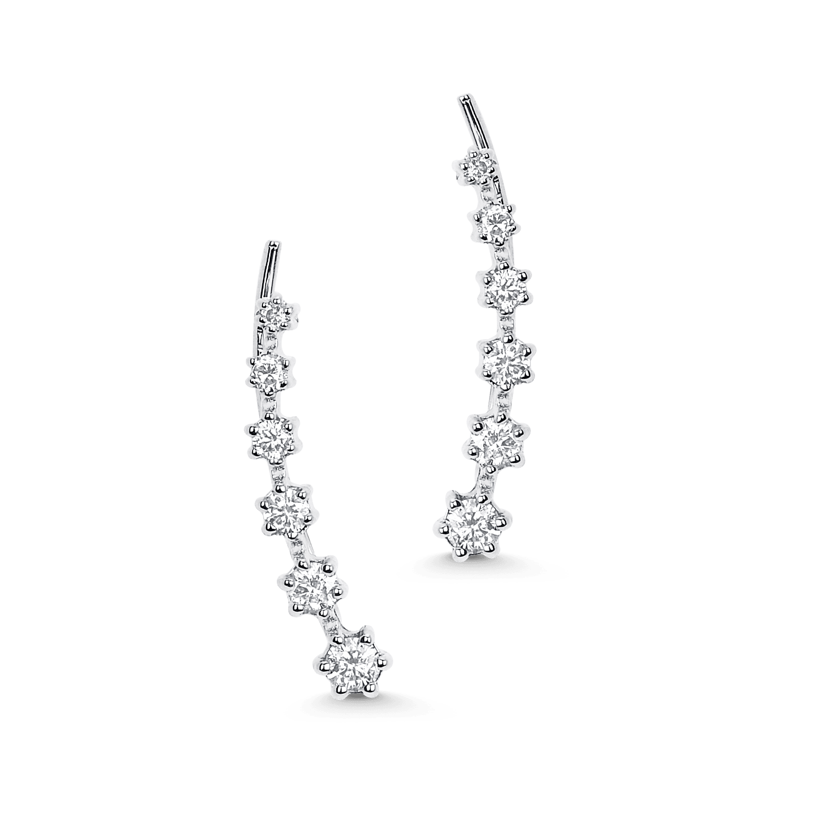 0.28 TCW Round Moissanite Diamond Ear Crawler Earrings - farrellouise