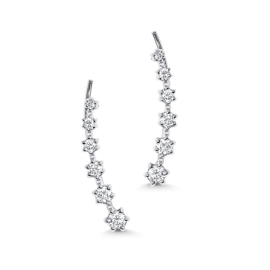 0.28 TCW Round Moissanite Diamond Ear Crawler Earrings - farrellouise