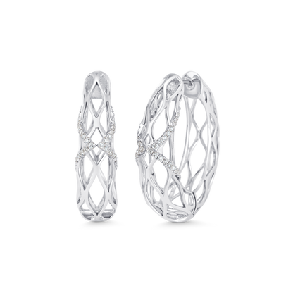0.53 TCW Round Moissanite Diamond Dentelle Hoops Earrings - farrellouise