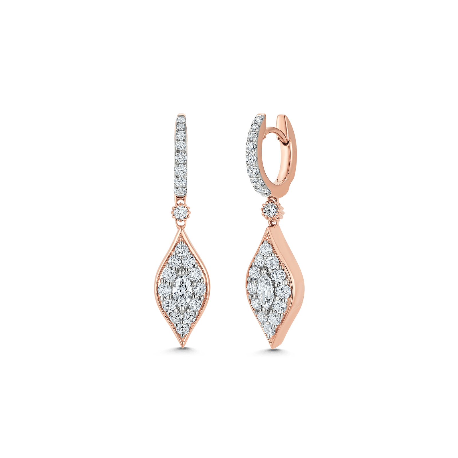 1.20 TCW Round & Marquise Moissanite Diamond Drop Pave Earrings - farrellouise