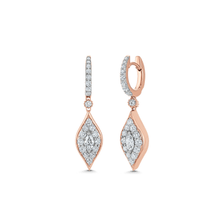 1.20 TCW Round & Marquise Moissanite Diamond Drop Pave Earrings - farrellouise