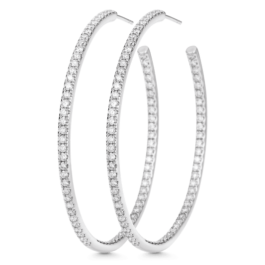 2.25 TCW Round Moissanite Diamond Inside Out Hoop Earrings - farrellouise