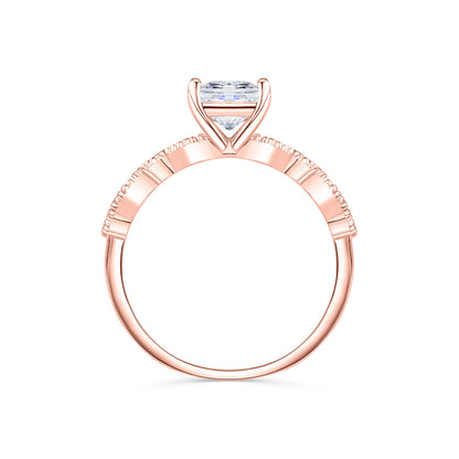 1.50 CT Radiant Moissanite Milgrain Pave Engagement Ring - farrellouise