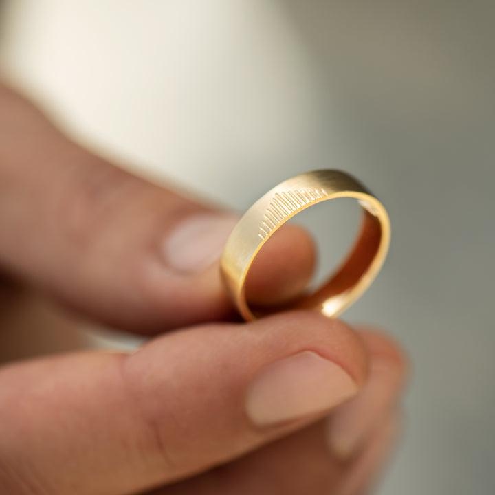 Classic Men's Wedding Band With Linear Mountains - farrellouise