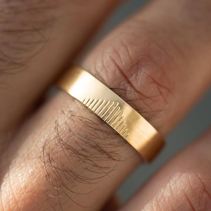 Classic Men's Wedding Band With Linear Mountains - farrellouise