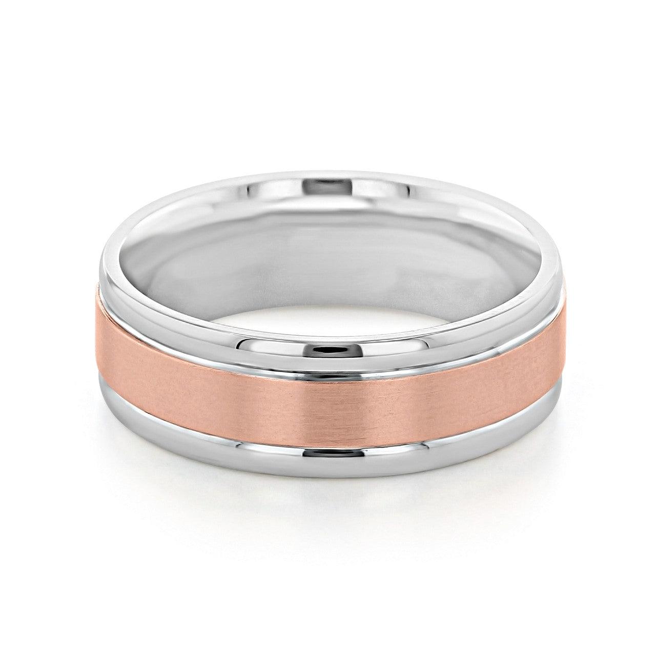Two Tone Brushed Finish Men's Wedding band - farrellouise