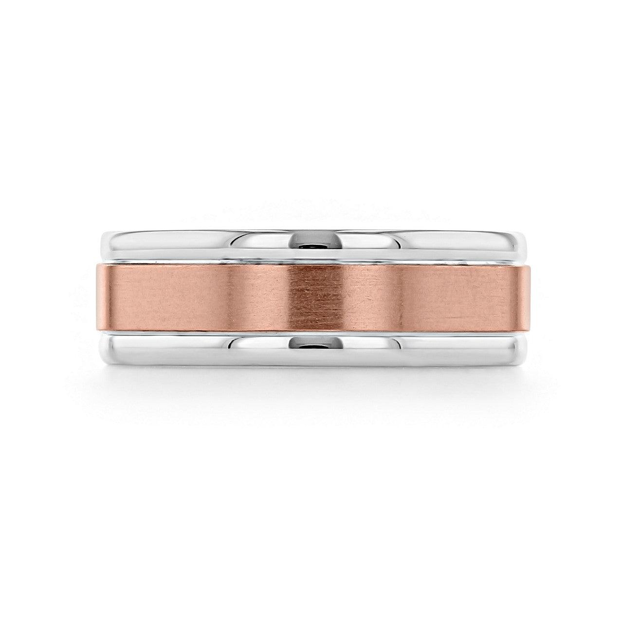 Two Tone Brushed Finish Men's Wedding band - farrellouise