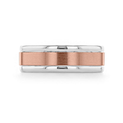Two Tone Brushed Finish Men's Wedding band - farrellouise