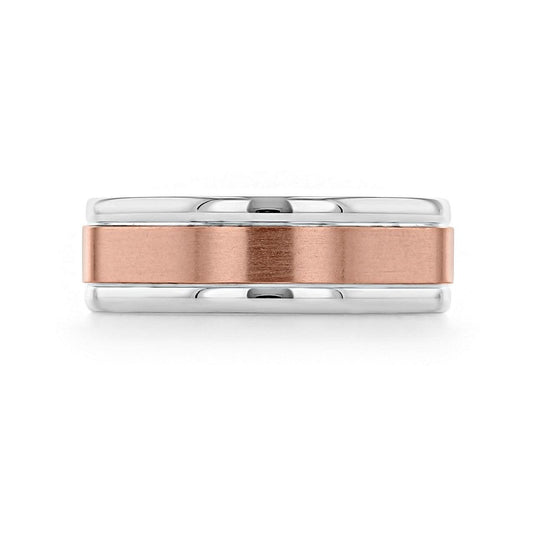 Two Tone Brushed Finish Men's Wedding band - farrellouise