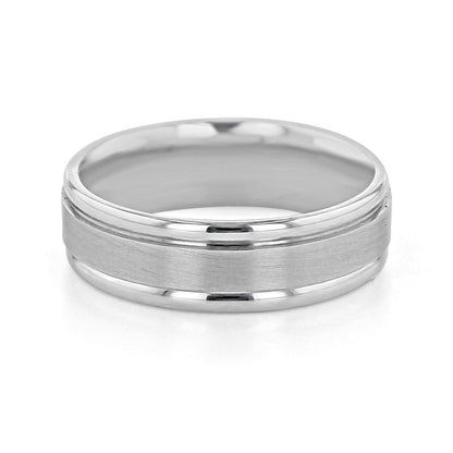 Satin-Finish White Gold Classic Men's Band - farrellouise
