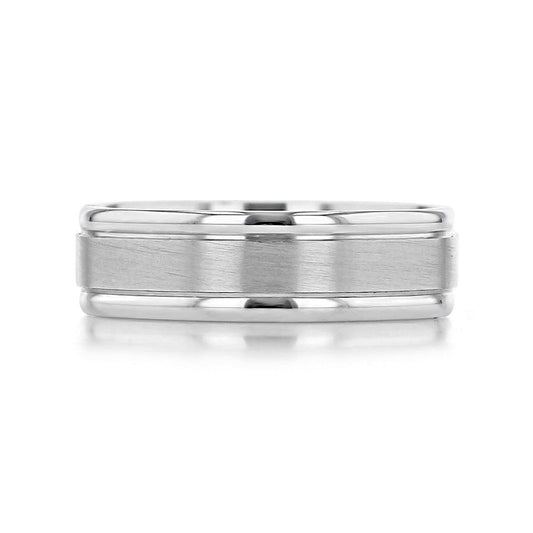 Satin-Finish White Gold Classic Men's Band - farrellouise