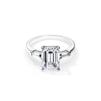 3.50 CT Three Stone Emerald Cut Moissanite Engagement Ring