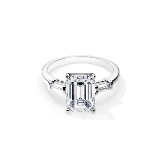 3.50 CT Three Stone Emerald Cut Moissanite Engagement Ring