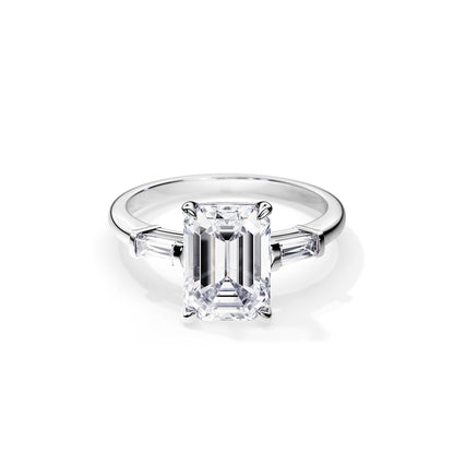 3.50 CT Three Stone Emerald Cut Moissanite Engagement Ring