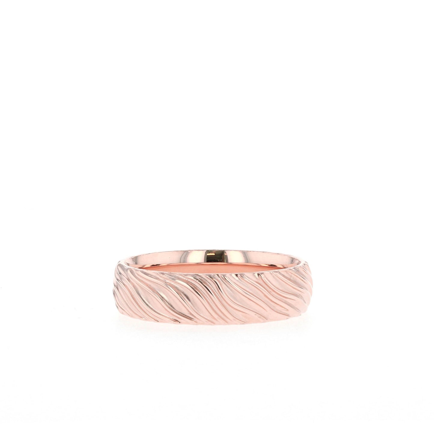 Yellow Gold Men's Wedding Band with wave like texture - farrellouise