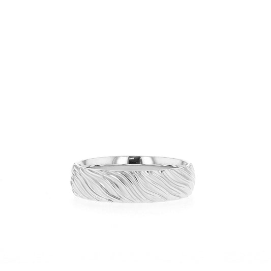 Yellow Gold Men's Wedding Band with wave like texture - farrellouise