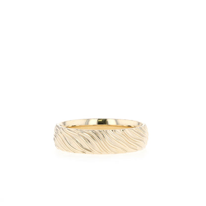 Yellow Gold Men's Wedding Band with wave like texture - farrellouise