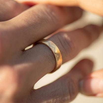 Classic Men's Wedding Band With Linear Mountains - farrellouise