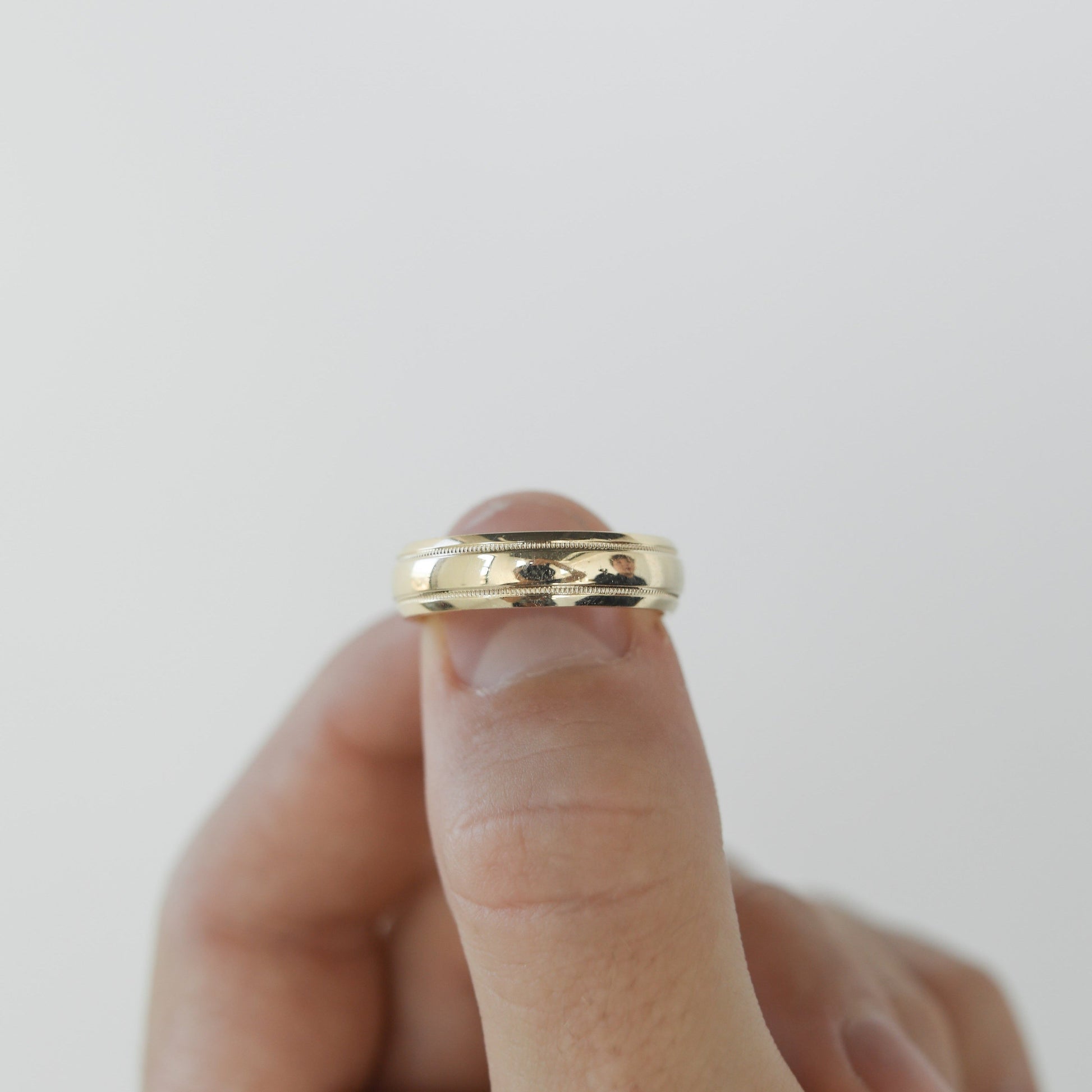 Classic Polished Finish Yellow Gold Men's Band - farrellouise