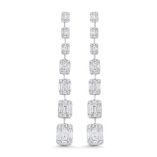 4.53 TCW Baguette & Round Moissanite Diamond Long Drop Earrings - farrellouise