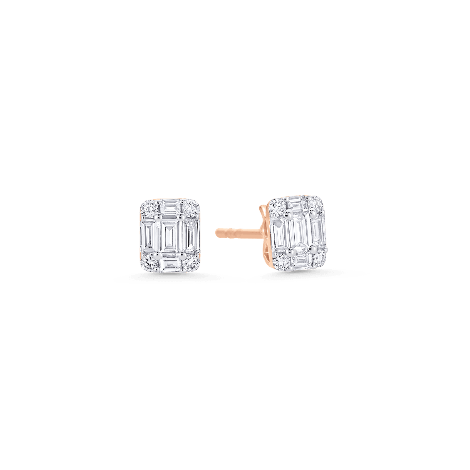 0.31 TCW Round & Emerald Moissanite Diamond Stud Earrings - farrellouise