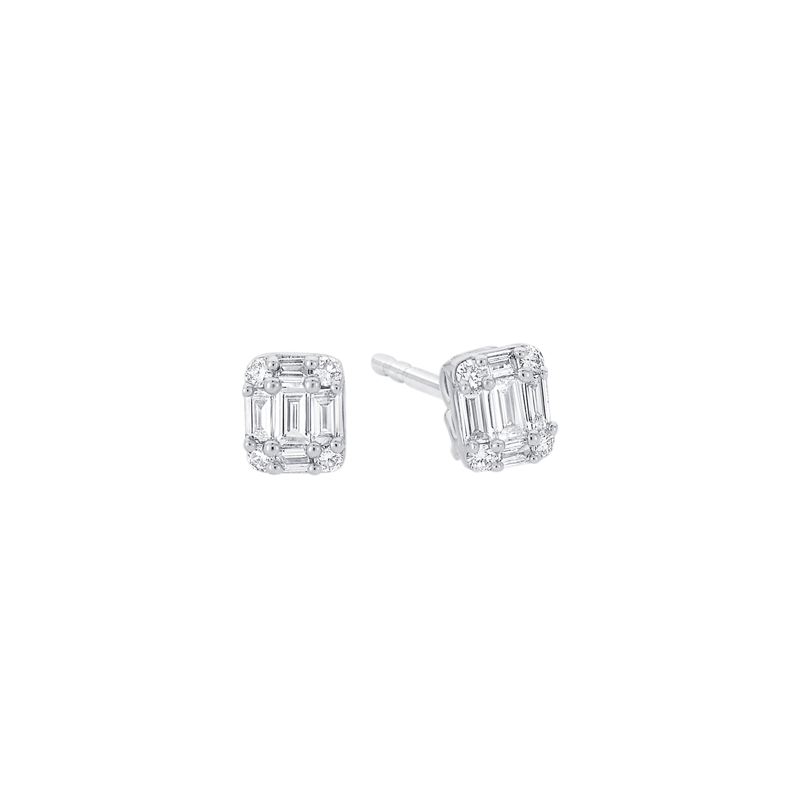 0.50 TCW Emerald & Round Moissanite Diamond Stud Earrings - farrellouise