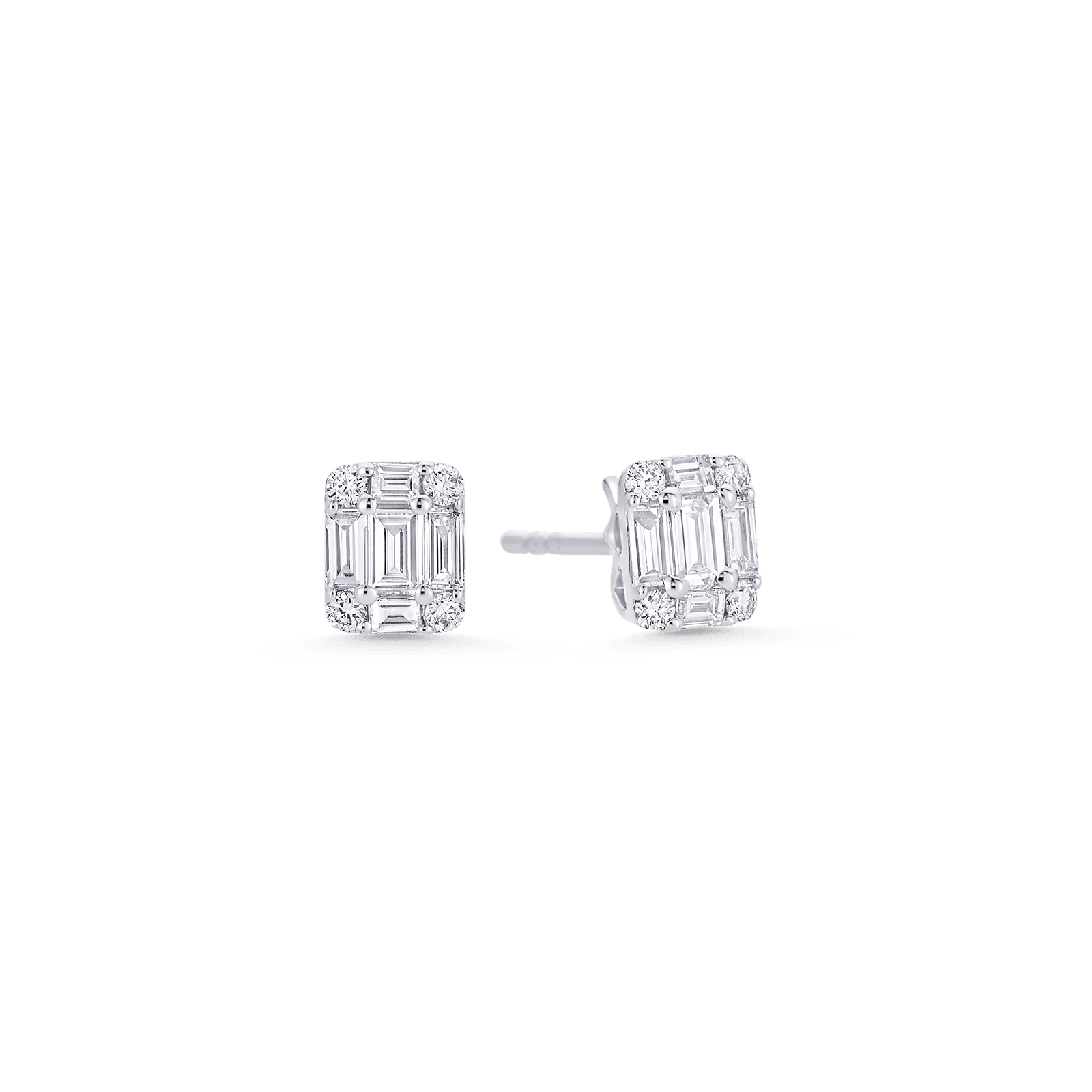 0.31 TCW Round & Emerald Moissanite Diamond Stud Earrings - farrellouise
