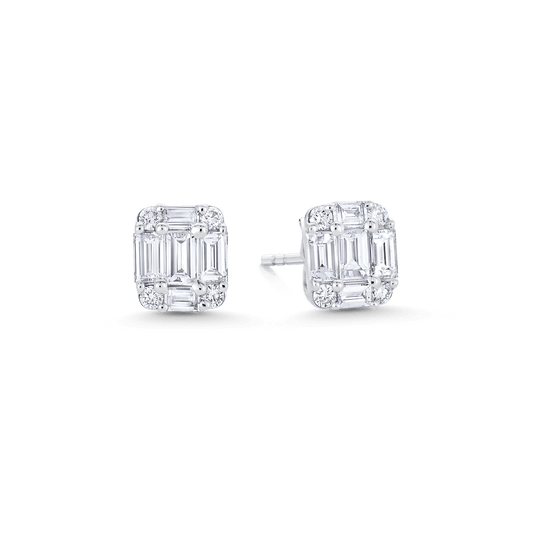 1.50 TCW Round & Emerald Moissanite Diamond Stud Earrings - farrellouise