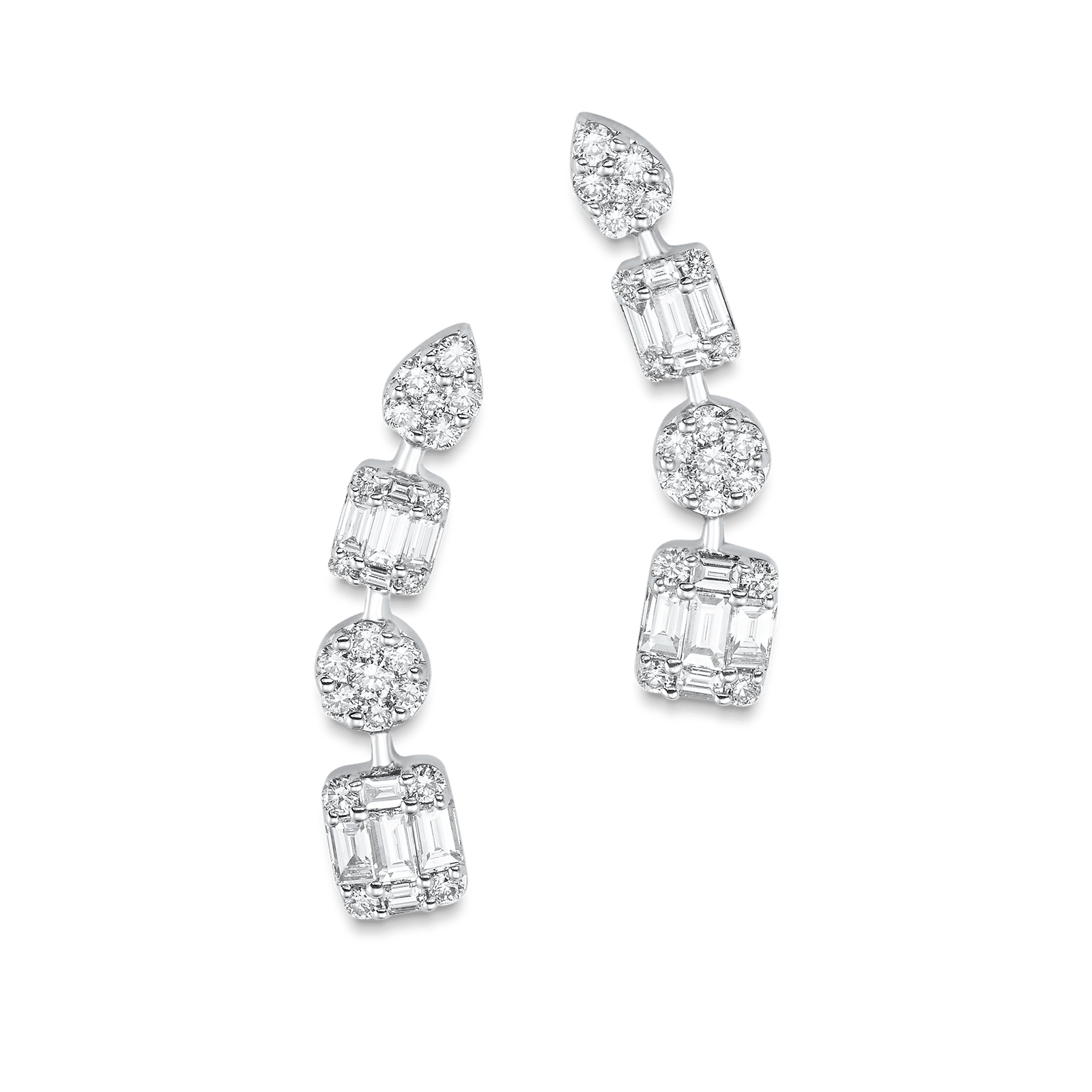 0.75 TCW Round & Baguette Moissanite Diamond Ear Crawlers Earrings - farrellouise