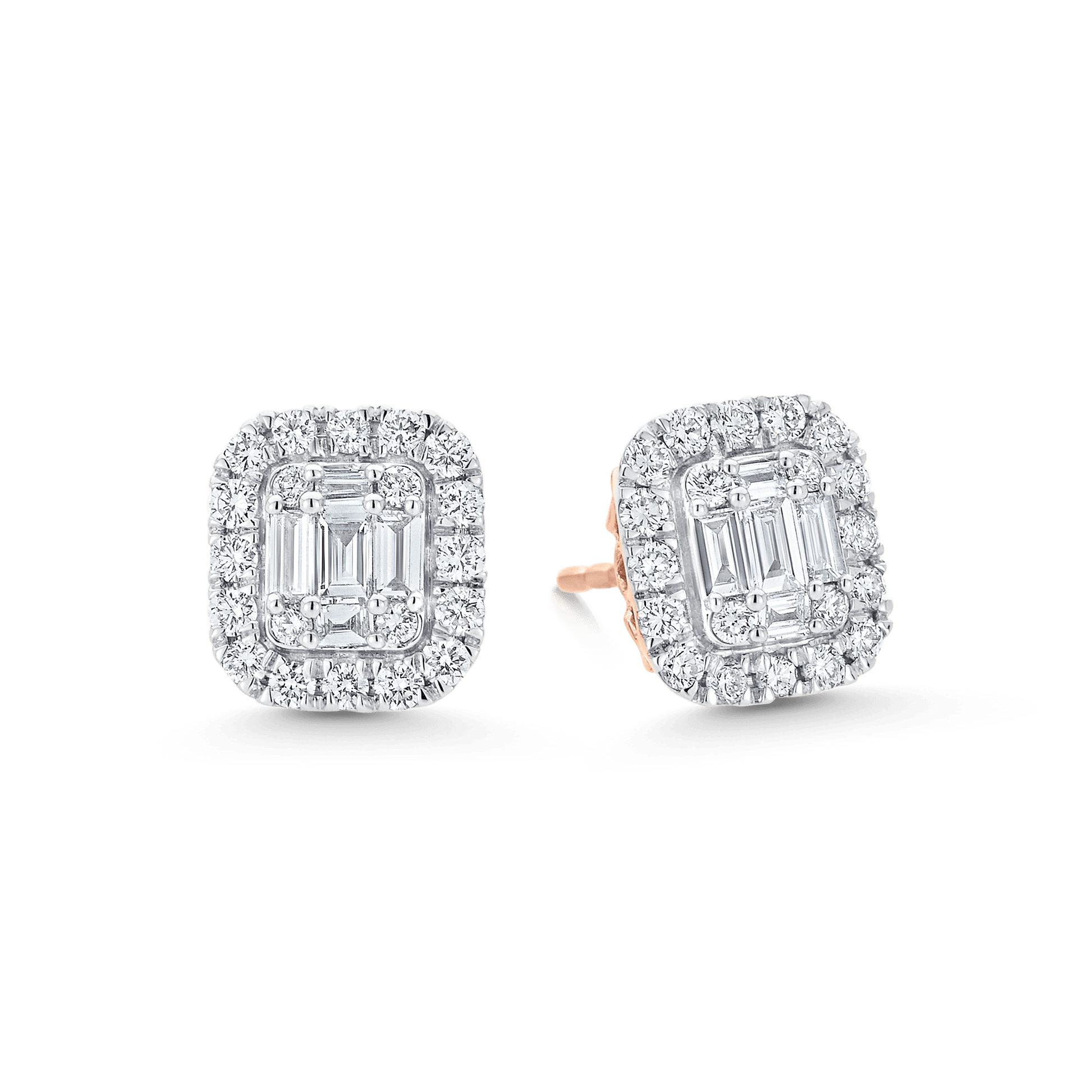 2.10 TCW Round & Baguette Moissanite Diamond Stud Earrings - farrellouise