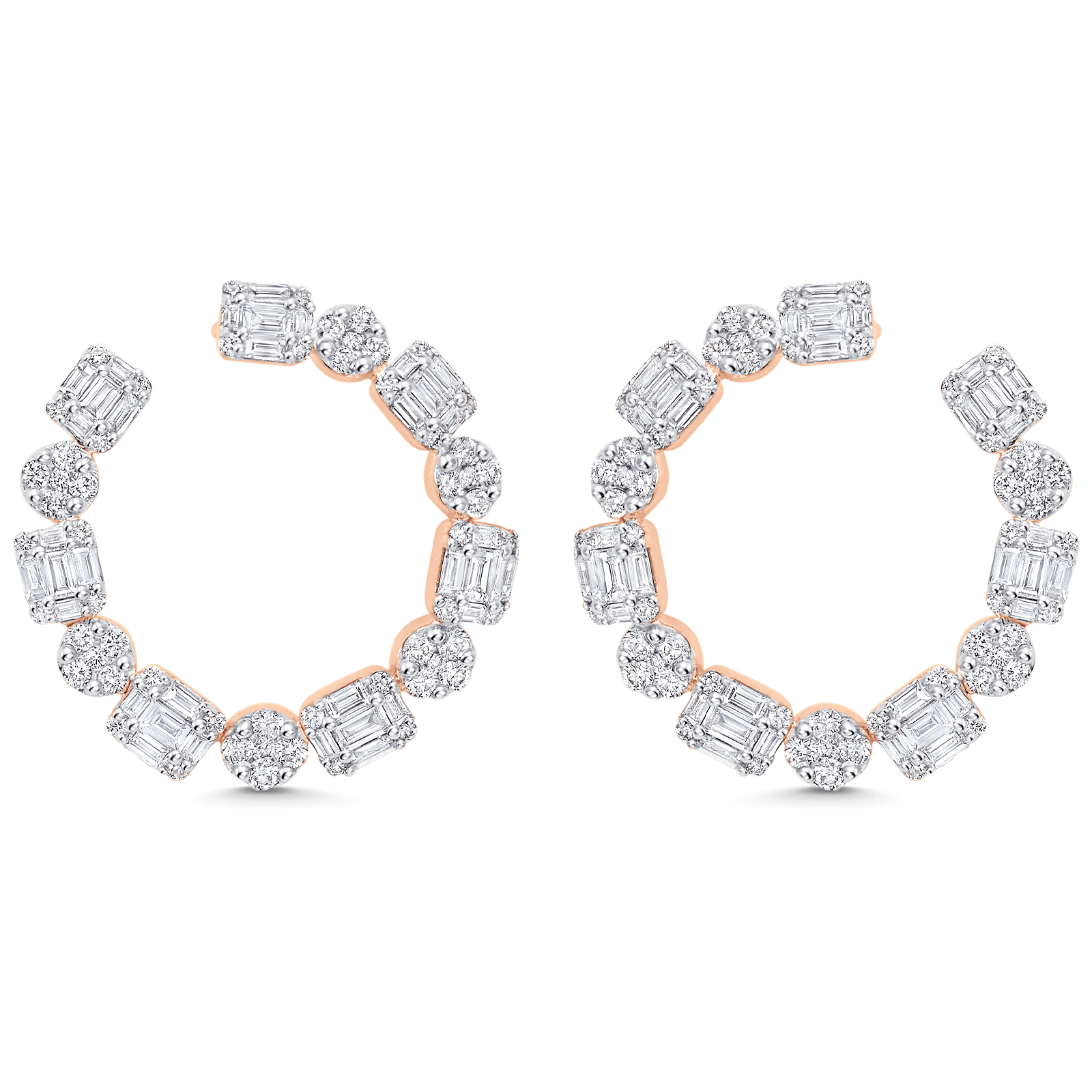 2.57 TCW Round & Baguette Moissanite Diamond Hoop Earrings - farrellouise